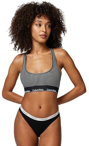 Calvin Klein Damen BH Bralette Unlined Sport, Mehrfarbig (Hairline Stripe/Black), S