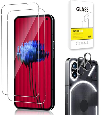 Dision [2 Pack] Screen Protector Compatible with Nothing Phone 1 +[2 Pack] Camera Lens Protector [HD Clear,Multiple Defense Technology] Tempered Glass