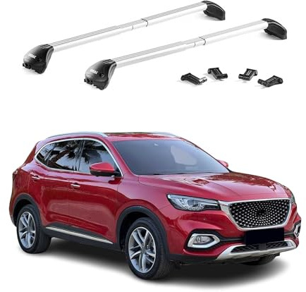 OMAC Dachträger Grundtäger kompatibel mit MG EHS 2018-2025 Aluminium ABE 100kg Silber 2tlg Geschlossene Reling für Fahrradträger, Dachboxen, Skiträger Schwerlast-teleskopisch