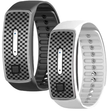 Yozexin 2 Stück Ultraschallarmband, Ultrasonic Bracelets, Ultraschall Korperform Armband für Damen Herren (Schwarz+Weiß)
