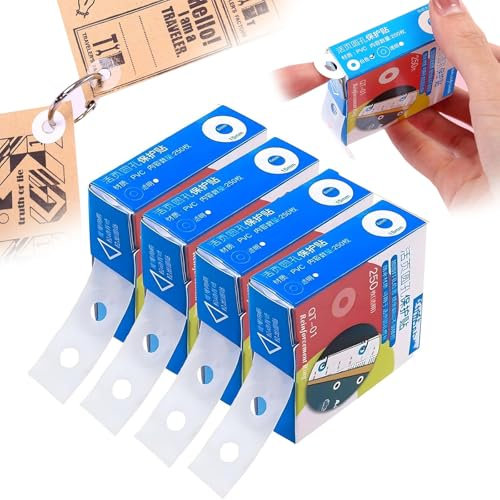 1000 Piezas Refuerzo De Orificios Autoadhesivo, Anillos Refuerzo Orificios, Refuerzos De Orificios Transparentes Autoadhesivos, Para Hojas Sueltas Y Documentos (Transparente, Blanco)