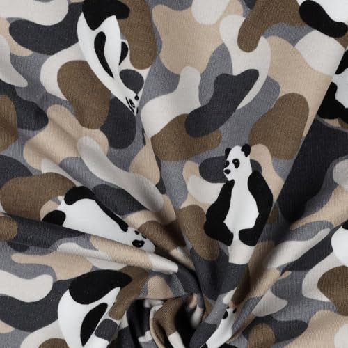 Sweatstoff Soft-Sweat PANDA CAMOUFLAGE | grey | by Poppy | Meterware | ab 50x150cm