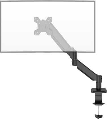 Audizio CMA10G PC Monitor Arm 17-32, Adjustable Computer Screen Bracket with Gas Spring, Desk-Clamping VESA-Compatible Mount for Single Display, Ergonomic Desktop Stand Holder