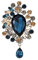 Qiwenr Broche Cristal, Broche Strass,Bleu Cristal Broche Pour,Broche en Cristal, Broche de Mode Pour Femmes,Strass Pour Femmes Broche,Élégant et éLégant Adapté aux Robes,Pulls et Décorations de Vestes