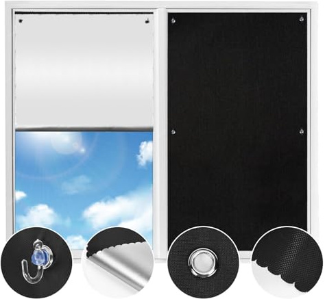 ZOYIZEN Roller Blind Blackout 76x78cm, 300D Waterproof Oxford, Suction Cup, Sun Protection Roof Window, Blackout Curtains