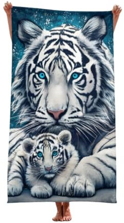 CAIRF 3D Tiger Leopard Motiv Buntes Strandtuch,Waldtier Panther Strandlaken Handtücher,Groß 75x150cm Microfaser Strandhandtuch,Schnelltrocknend Sandfrei Sommer Stranddecke,Weiche Badetuch Duschtuch D