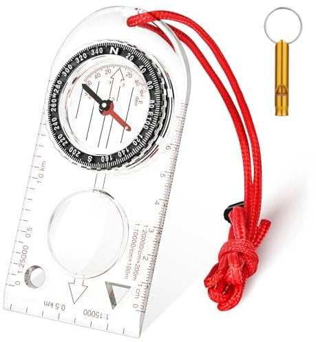 flintronic Bussola di Navigazione, Bussola da Escursionismo Impermeabile, Direzione Magnetica, Compass di Orientamento, per Mappe, Navigazione, Orienteering, Sopravvivenza, Backpacking -Trasparente