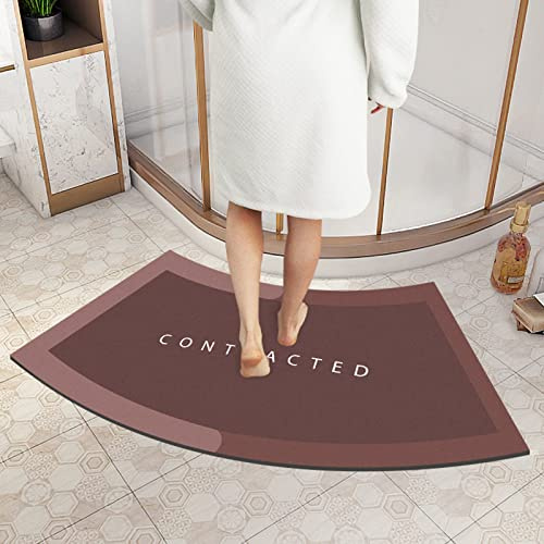 TMKDNNKG Tappetino da Bagno Curvo Antiscivolo Diatomite Tappetino da Doccia angolare Doccia Esterna Lavabile Tappeto da Bagno a Forma di ventaglio per Box Doccia e Bagno Camper, Rosa, 40x75cm