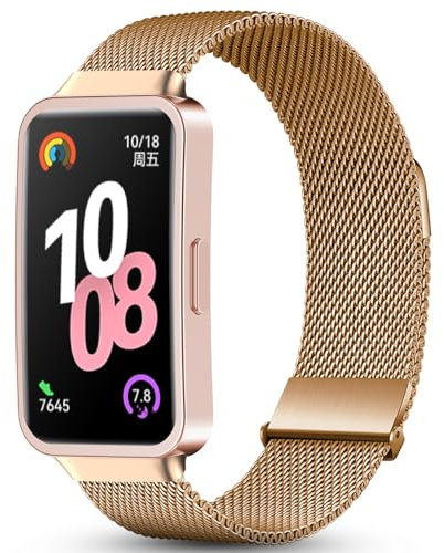 CHANRASI Ersatzarmband Kompatibel mit Huawei Band 10/9/8 Armband Damen Herren,Magnetische Armbänder für Huawei Band 10/9/8 Roségold