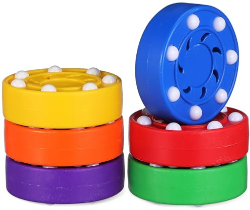 Toddmomy Roller Hockey Puck 6 Pack, 3 Inch Plastic Street Hockey Pucks for Training, Smooth Glide Inline Floor Practice Balls, High Impact Off Ice Sport Equipment Set for Indoor Outdoor