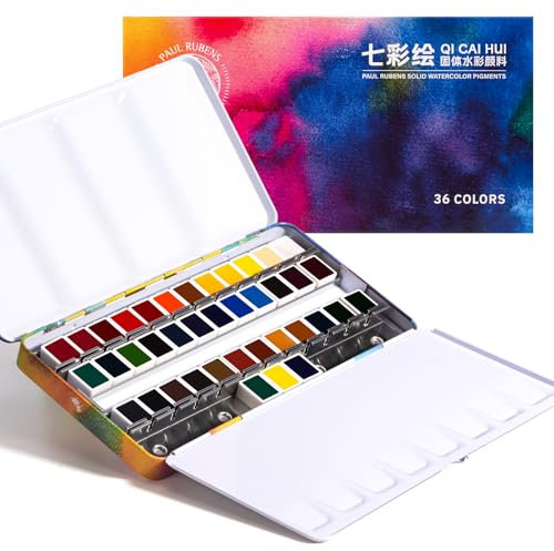 Paul Rubens 36 Wasserfarben Aquarellfarben Set professionelle Klasse mit Palette und tragbarer Metallbox für Künstler, Studenten, Kinder - Zeichnung, Illustration