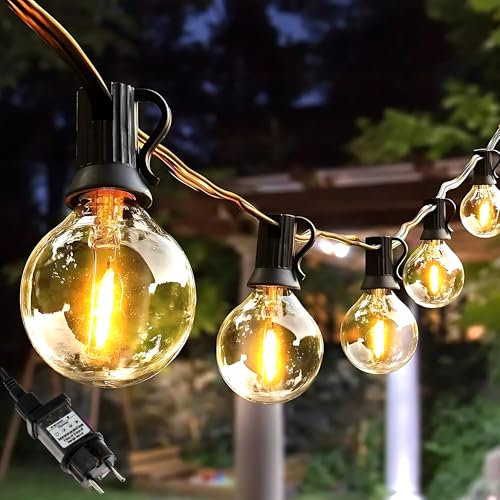 Lumiled Lichterkette für Außen 60 + 2 Ersatzbirnen x G45 LED 20 M lichterkette Garten Außenlichterkette leuchte IP44 Warmweiß 2700K Glühbirnen Patio, Balcon auf der Terrasse