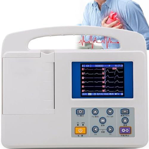 hocvseo Digital ECG Monitor, 12 Channel 12 Leads Vital Signs Monitor, 3.5-inch Color LCD Screen, Electrocardiograph PC Software, For Home, Hospital