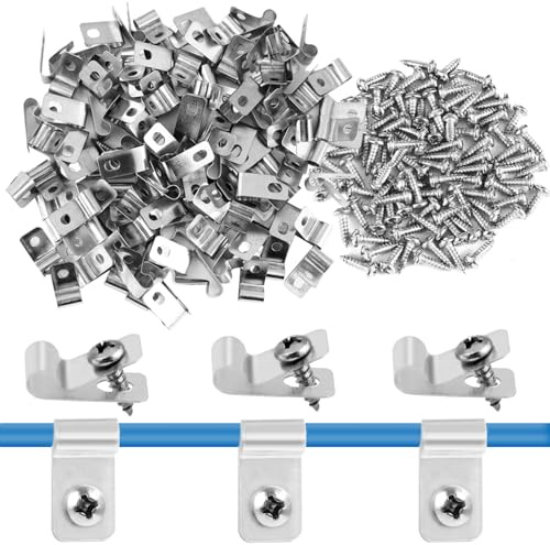 100 Piezas Abrazaderas de alambre para valla clips de alambre de acero inoxidable con tornillos abrazaderas de fijación para valla de agricultura abrazaderas para valla metalica valla de madera