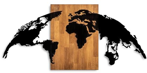 Elegantes, dekoratives Wandaccessoire aus Holz, 70 x 150 cm | 100% Echtholz (3 cm) & Metall (1,5 mm) | Einzigartige Walnuss- & Schwarz-Optik, perfekt für Ihre Wohndekoration