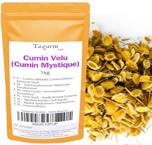 1kg Sufi-Kreuzkümmel - Mystischer Kreuzkümmel/Cumin Soufi/Kamoune Soufi – Verdauungsregulierend – Natürliches Antioxidans – Entzündungshemmend – 100% Naturrein – Premium-Qualität | Tazarin Ltd