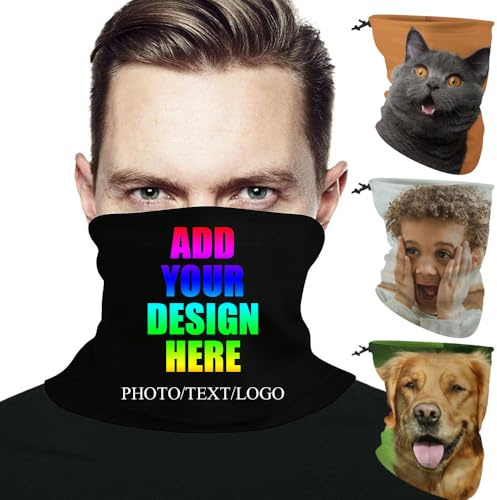 Generisch Personalisierte Halsmanschette, Benutzerdefinierte Hals Gaiter, Personalisieren Sie Ihr Bild/Text, atmungsaktiv Bandana Gesicht Mundschutz, für Outdoor Skifahren Motorrad Laufen Radfahren