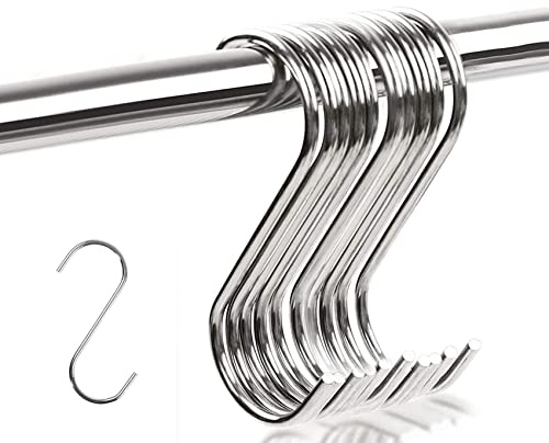 20 Pack Stainless Steel S Hooks 90mm / 3.55 Inch Heavy Duty Rust Resistant Utility Hanging Hooks, Multi Purpose S Hooks for Kitchen Pans, Clothes, Towels, Plants, Garage Tools, Bathroom & Garden