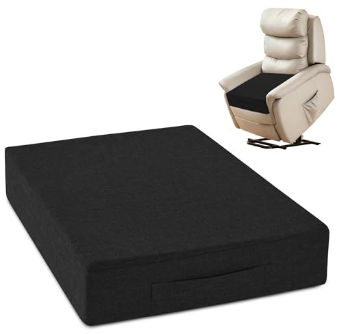 MineCozy Recliner Cushions for Elderly 50x50 cm Armchair Cushion Black | 10cm Thick, Large, with a Handle, Square, Non Slip, with Washable Cover, Machine Washable, for Couch Armchair Chairs, Seniors