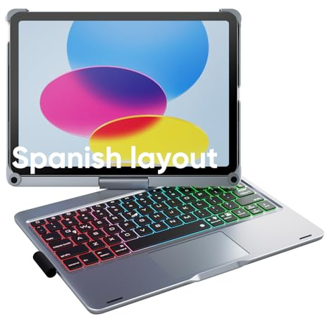 doqo iPad A16 11. & 10. Generation Tastatur Hülle mit Trackpad,360°drehbar | Laptop-ähnliches Tippgefühl,Beleuchtung,für iPad 11 (A16 2025)/10 Gen 2022 mit Stifthalter