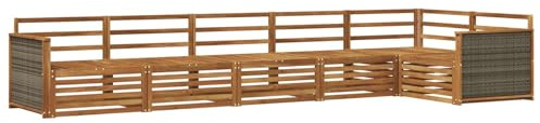 vidaXL Outdoor-Sofagarnitur 6 pcs Natur Massivholz Akazie, Patio-Sofa, langlebige Gartensitzmöbel, modernes Lounge-Set für Komfort im Freien