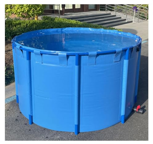 Piscina fuori terra, piscina rotonda esterna con telaio in acciaio, tela in PVC per allevamento ittico, può contenere fino a 498 galloni