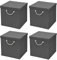 Stick&Shine 4x Aufbewahrungs Korb Dunkelgrau Faltbox 30 x 30 x 30 cm Regalkorb faltbar mit Kordel und mit Deckel
