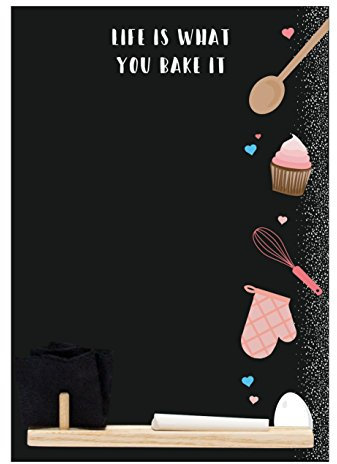 Chalkboards UK 'Bake It' Bedruckte kleine Memotafel Kreidetafel mit Tablett, Kreide und Filzradierer, 29,7 x 20,7 x 1 cm