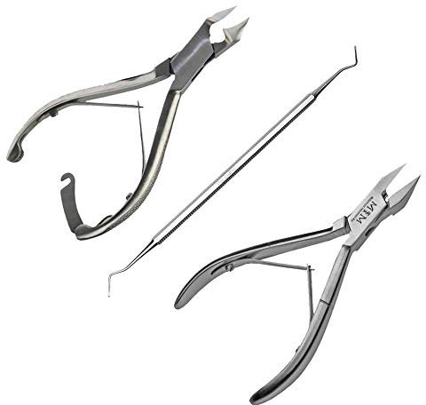 May Premium Edelstahl Fußpflege Set: Nagelzangen für Eingewachsene & Dicke Nägel + Nagelfalzinstrument