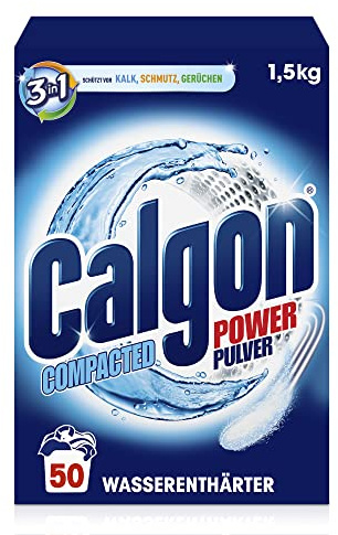 Calgon 3-in-1 Power Pulver – Wasserenthärter gegen Kalkablagerungen und Schmutz in der Waschmaschine – Beugt unangenehmen Gerüchen vor – 1 x 1,5 kg