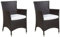Praktisches Gartenstuhl Set 2er Set Rattan dunkelbraun Auflage weiß Italy
