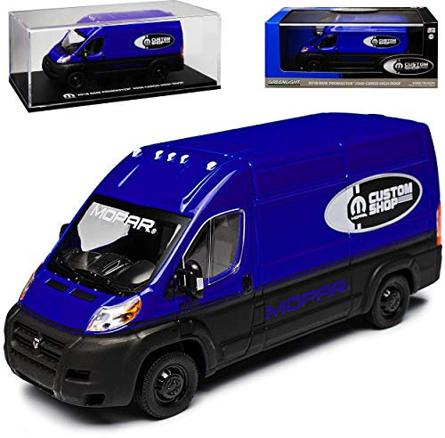 Greenlight Dodge Ram Promaster Transporter Kasten Blau Custom Shop Baugleich FIAT Ducato Citroen Jumper Peugeot Boxer 1/43 Modell Auto
