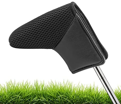 Golf Blade Ping-type Putter Head Cover Light Weight Magic-tape Closure Black Pu Leather and Meshy Golf Club Protector Fit for Scotty Taylormade Odyssey