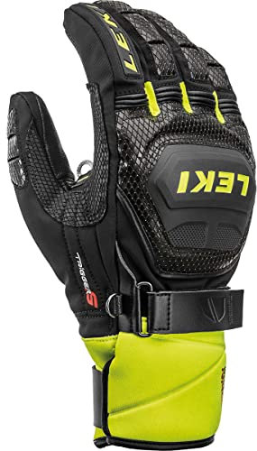LEKI Worldcup Race Coach Flex S GTX Handschuhe, Black-Ice Lemon, EU 9.5