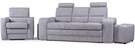Sofa mit Bettkasten Schlaffunktion Couch Vilni Polstersofa 3-Sitzer Garnitur grün grau schwarz04 (3-Sitzer Sofa + Sessel)