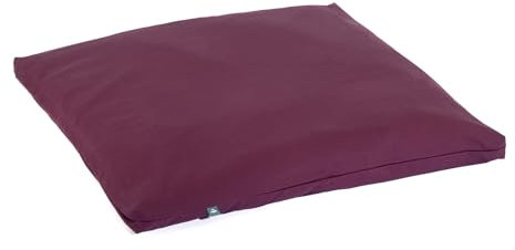 Bodhi Meditationsmatte ZABUTON | ECO Serie | Klassische Yoga Matte mit abnehmbarem Bezug aus 100% Bio-Baumwolle | Meditationsunterlage mit Reißverschluss | 80 x 80 x 5 cm | aubergine