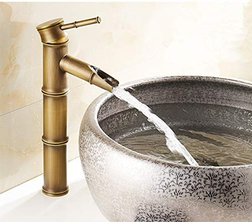 Robinet mélangeur rétro en laiton design bambou cascade lavabo lavabo eau froide et chaude