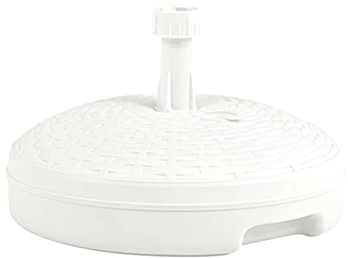 vidaXL Sonnenschirmständer Witterungsbeständig Schirmständer Schirmhalter Sonnenschirm Ständer Rund Sand Wasser 20L Weiß Kunststoff Rattan