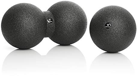 BODYMATE SET aus großem Faszien-Ball (Durchmesser 12CM) und großem Faszien-DUO-Ball (12x24cm) Schwarz, Selbstmassage-Ball für Faszientraining