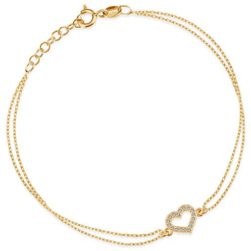 Maverton Herz Damen Armband 333 Gold - mit Herzen + personalisierte Geschenkbox mit Gravur - Geschenk für Frauen - Länge: 18-21 cm - 8 Karat