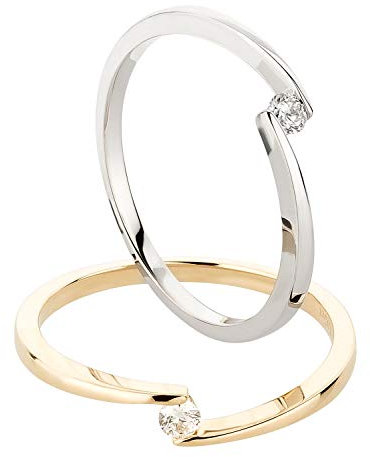 Ardeo Aurum Damenring aus 375 Gold Weißgold mit 0,05 ct Diamanten Brillant Spannfassung Verlobungsring Gr. 56