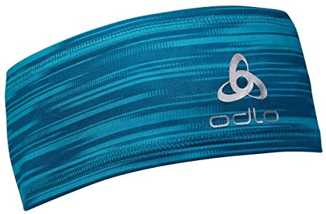 Odlo Unisex POLYKNIT LIGHT ECO PRINT Stirnband, Deep Dive - Stunning Blue