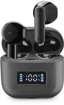 cellularline TONE Auricolari TWS Bluetooth A Capsula con ENC (Environmental Noise Cancelling), 4 Microfoni, Display LED, Total Play Time 20 Ore, Nero