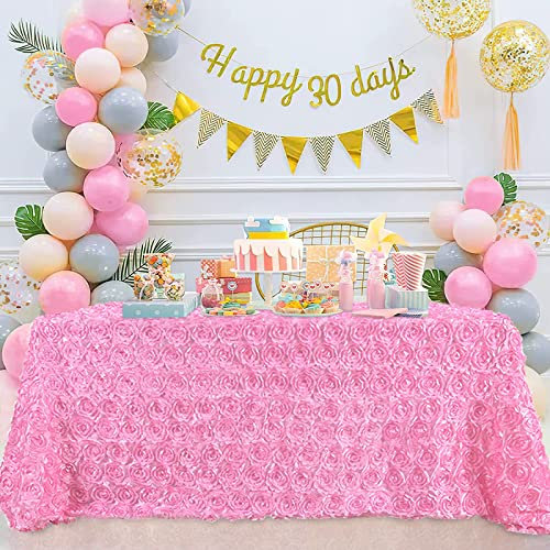 Rosetten-Tischdecke, 228,6 x 332 cm, Rosa, rechteckig, 3D-Blumenmuster, Satin, Party-Tischdecken, Boho-Hochzeitsdekoration
