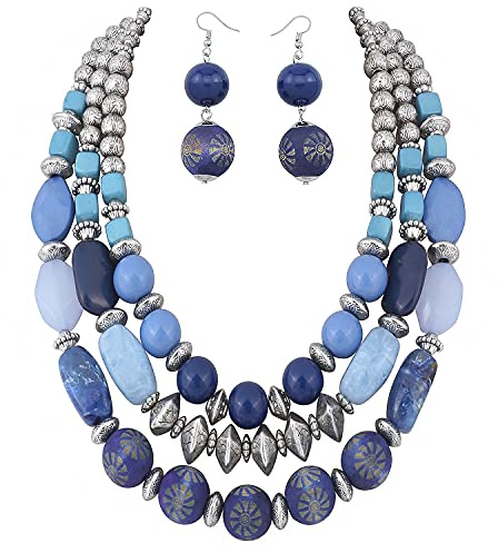 Bocar 3 strati Chunky Statement collana di perline moda multi strato donne collare collana (NK-10625)