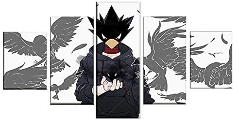 Wondbeau Leinwanddrucke Modulare Wandkunst Wandaufkleber 5 Teiliges Wandbild Druck auf Leinwand Malerei Moderne Abstrakte Poster Mit Rahmen S/75cm×40cm Fumikage Tokoyami,My Hero Academia