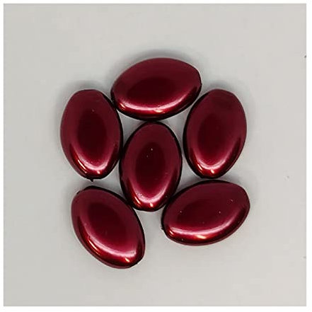 6 pcs Pearl Immitaion Glass Beads 16 x 11 mm, Burgundy