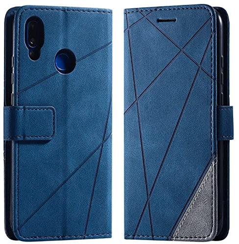Vankii Cover per Huawei P20 Lite, Flip Caso Libro Premium Portafoglio Custodia in Pelle PU Magnetica,Custodia Pelle Sintetica TPU Silicone Antiurto,Funzione Supporto Slot Schede (Blu)