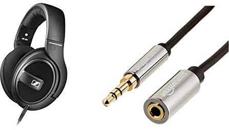 Sennheiser HD 569 ohrumschließendes, geschlossenes Headset für Anrufe/Musik matt-schwarz & Amazon Basics - Stereo-Audio-Verlängerungskabel für Männer/Frauen, 3,5 mm, 1,8 m