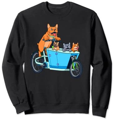 Süße Comic Hunde auf Cargo Fahrrad Sweatshirt